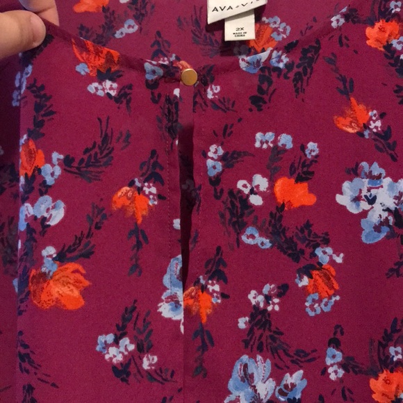 Ava & Viv Plus Size Floral Print 3/4 Sleeve Blouse - Picture 3 of 3